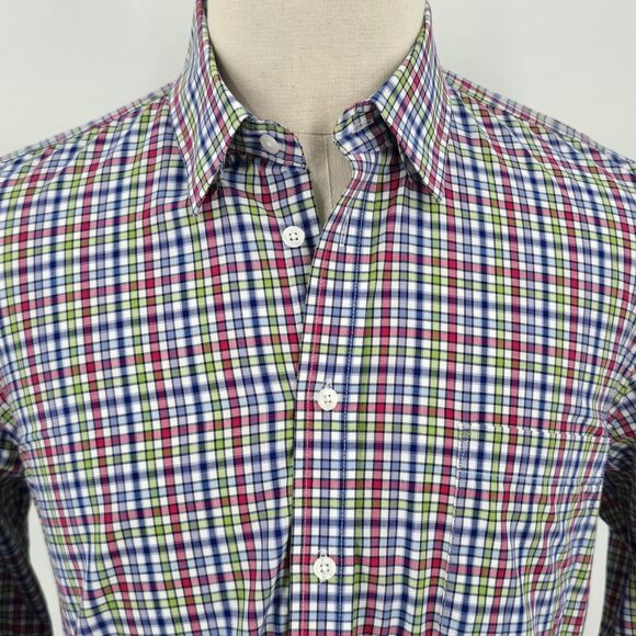 Alan Flusser Other - Alan Flusser Blue Green Red Plaid Button Down Shirt Men's L